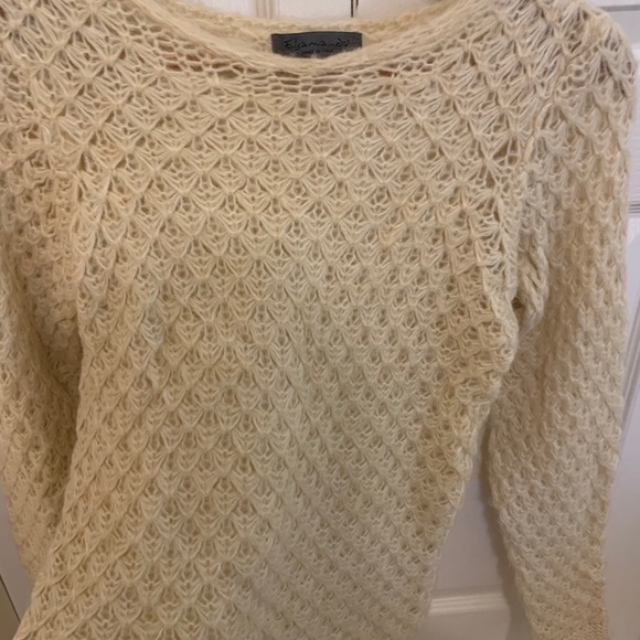 CREAM CHUNKY KNIT WOOL AND MOHAIR SWEATER MADE IN ITALY - Picture 3 of 8